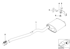 Система выпуска ОГ Зд для BMW E39 530d M57 (схема запасных частей)