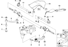 Рул.тяги/тяги рул.трапец./сошка рул.упр. для BMW E39 M5 S62 (схема запасных частей)