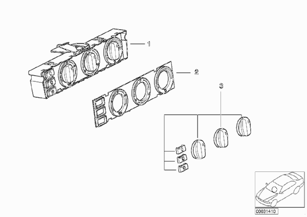 Панель управления кондиционера для BMW E39 520d M47 (схема запчастей)