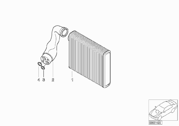Испаритель/ предохранительный клапан для BMW E39 525tds M51 (схема запчастей)