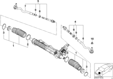 Рулевые тяги/тяги рулевой трапеции для BMW E46 318i N42 (схема запасных частей)