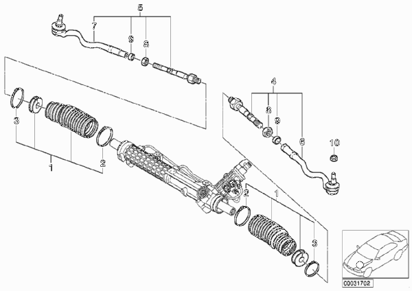 Рулевые тяги/тяги рулевой трапеции для BMW E46 330xi M54 (схема запчастей)