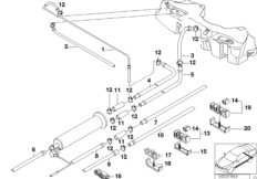 Топливопровод/ элементы крепления для BMW E39 530i M54 (схема запасных частей)