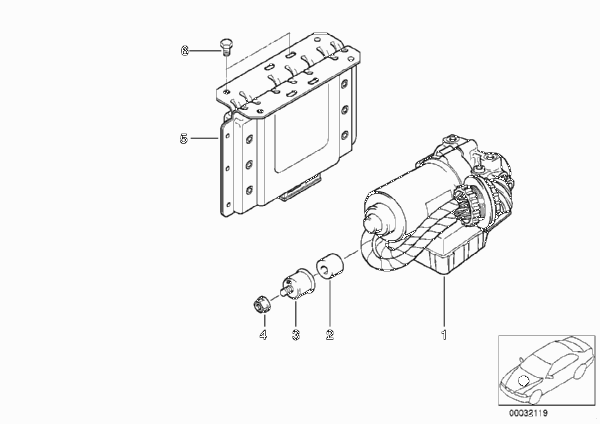 Гидроагрегат системы ABS/ASC+T для BMW Z3 Z3 M3.2 S50 (схема запчастей)