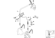 Тормозной трубопровод Пд без ABS для BMW 259S R 1100 S 98 (0422,0432) 0 (схема запасных частей)