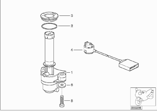 Выключатель зажигания и стартера для BMW 89V3 K 1200 LT 99 (0545,0555) 0 (схема запчастей)