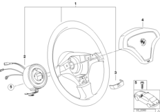 Спортивное рулевое колесо с НПБ для BMW E39 523i M52 (схема запасных частей)