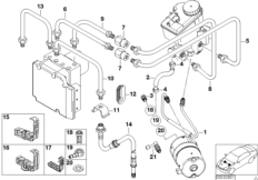 Трубопровод тормозного привода Пд с DSC для BMW E46 320Ci M52 (схема запасных частей)