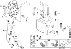 Трубопровод тормозного привода Пд с DSC для BMW E46 320i M52 (схема запасных частей)