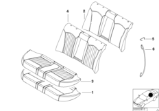 Набивка и обивка базового сиденья Зд для BMW E39 M5 S62 (схема запасных частей)