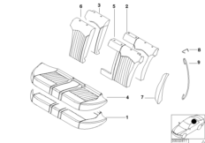 Набивка и обивка задн.сид.,люк в спинке для BMW E39 M5 S62 (схема запасных частей)