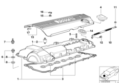 Крышка головки блока цилиндров для BMW E36 320i M52 (схема запасных частей)