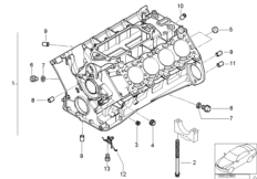 Блок-картер двигателя для BMW E65 740d M67 (схема запасных частей)