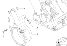 Блок цилиндров с кронштейном генератора для BMW E65 740d M67 (схема запасных частей)