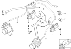 Вакуумная система управления AGR для BMW E38 740d M67 (схема запасных частей)