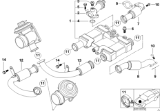 Система нейтрализации ОГ, охлаждение для BMW E38 740d M67 (схема запасных частей)