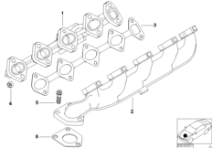 Выпускной коллектор-рециркуляция ОГ для BMW E38 740d M67 (схема запасных частей)