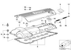 Крышка головки блока цилиндров для BMW E34 525ix M50 (схема запасных частей)
