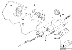 Топливный фильтр/ регулятор давления для BMW E39 M5 S62 (схема запасных частей)