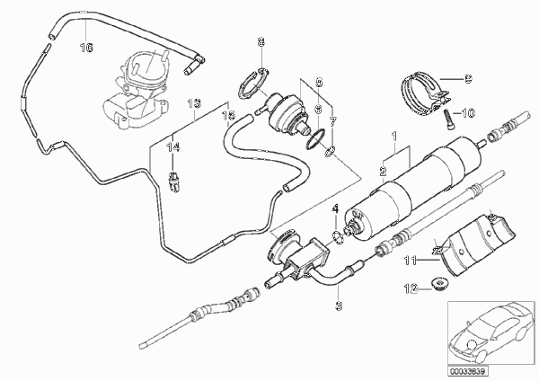 Топливный фильтр/ регулятор давления для BMW E39 M5 S62 (схема запчастей)