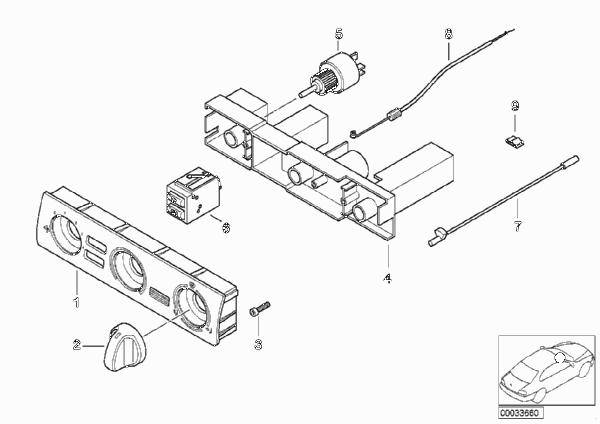 Панель управления отопителя для BMW E46 318Ci M43 (схема запчастей)