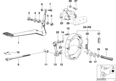 Тормозной механизм заднего колеса для BMW 2474 R 100 RT 0 (схема запасных частей)