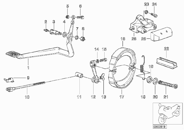 Тормозной механизм заднего колеса для BMW 2474 R 100 RT 0 (схема запчастей)
