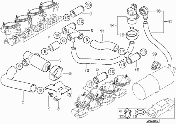 Клапан регулир.х.х./клапан вент.топ.бака для BMW E39 M5 S62 (схема запчастей)