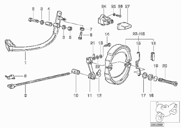 Тормозной механизм заднего колеса для BMW 2471 R 80 G/S 0 (схема запчастей)