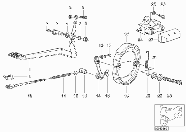 Тормозной механизм заднего колеса для MOTO 2476 R60/6 0 (схема запчастей)