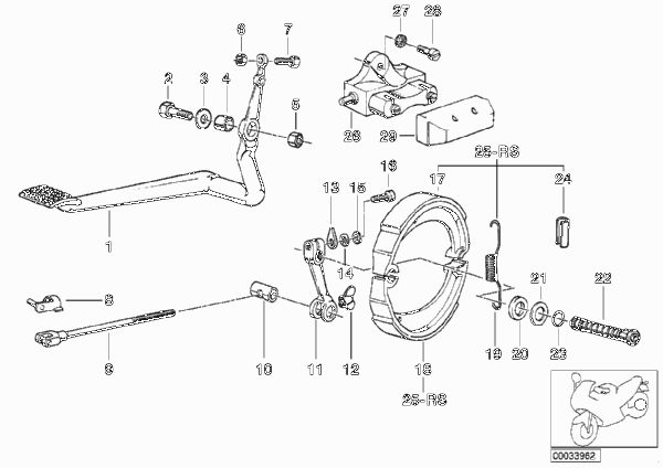 Тормозной механизм заднего колеса для BMW 248 R45 0 (схема запчастей)