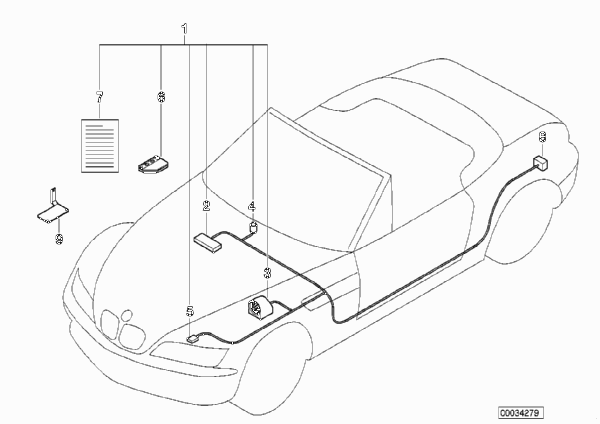 Система сигнализации для BMW Z3 Z3 3.0i M54 (схема запчастей)