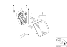 Блок задних фонарей на багажной двери для BMW E46 316Ci N40 (схема запасных частей)