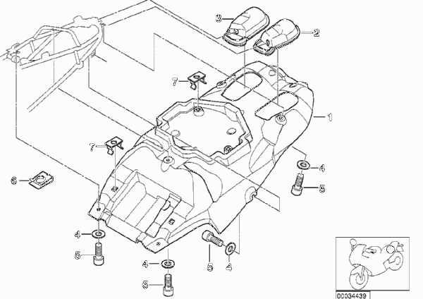 Деталь заднего кронштейна для BMW 259S R 1100 S 98 (0422,0432) 0 (схема запчастей)