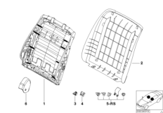 Сиденье Пд-каркас спинки/задняя панель для BMW E38 730i M60 (схема запасных частей)