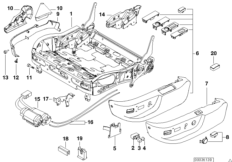 Сиденье Пд-каркас сиденья/накладки для BMW E38 750iL M73N (схема запасных частей)