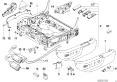 Каркас спинки контурн.сиденья/накладки для BMW E38 740d M67 (схема запасных частей)