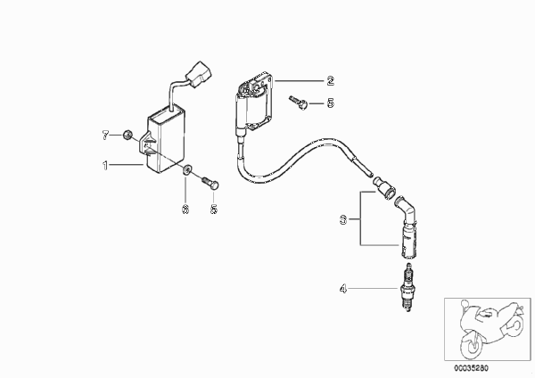 Система зажигания для BMW E169 F 650 ST 97 (0163,0168) 0 (схема запчастей)