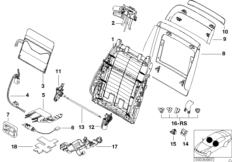 Сиденье Пд-каркас спинки/задняя панель для BMW E38 L7 M73 (схема запасных частей)