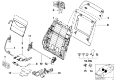 Сиденье Пд-каркас спинки/задняя панель для BMW E39 M5 S62 (схема запасных частей)