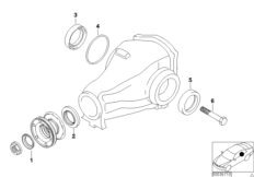 Подшипники фланца, ст.привода/упл.кольцо для BMW E34 525ix M50 (схема запасных частей)