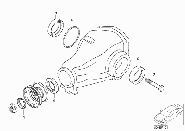 Подшипники фланца, ст.привода/упл.кольцо для BMW E34 525ix M50 (схема запчастей)