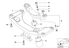 Крепление коробки передач/МКПП для BMW E39 520d M47 (схема запасных частей)