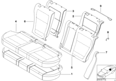 Набивка и обивка задн.сид.,люк в спинке для BMW E53 X5 3.0d M57 (схема запасных частей)