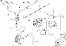 Топливопровод для BMW E39 530d M57 (схема запасных частей)