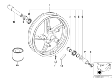 Литой колесн.диск Пд с/без Integral ABS для BMW 259S R 1100 S 98 (0422,0432) 0 (схема запасных частей)