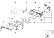 Детали фары для BMW E38 750iLP M73N (схема запасных частей)