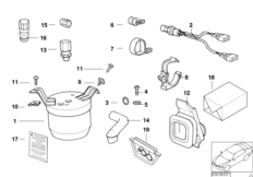 Бачок осушителя/пневмоперекл./мел.детали для BMW E36 325tds M51 (схема запасных частей)