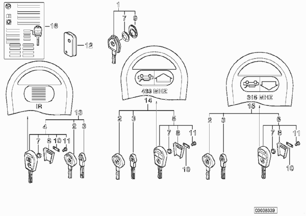 Дистанционное радиоуправление для BMW E46 330Ci M54 (схема запчастей)