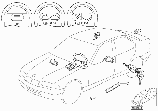 одновременное запирание для BMW Z3 Z3 2.8 M52 (схема запчастей)